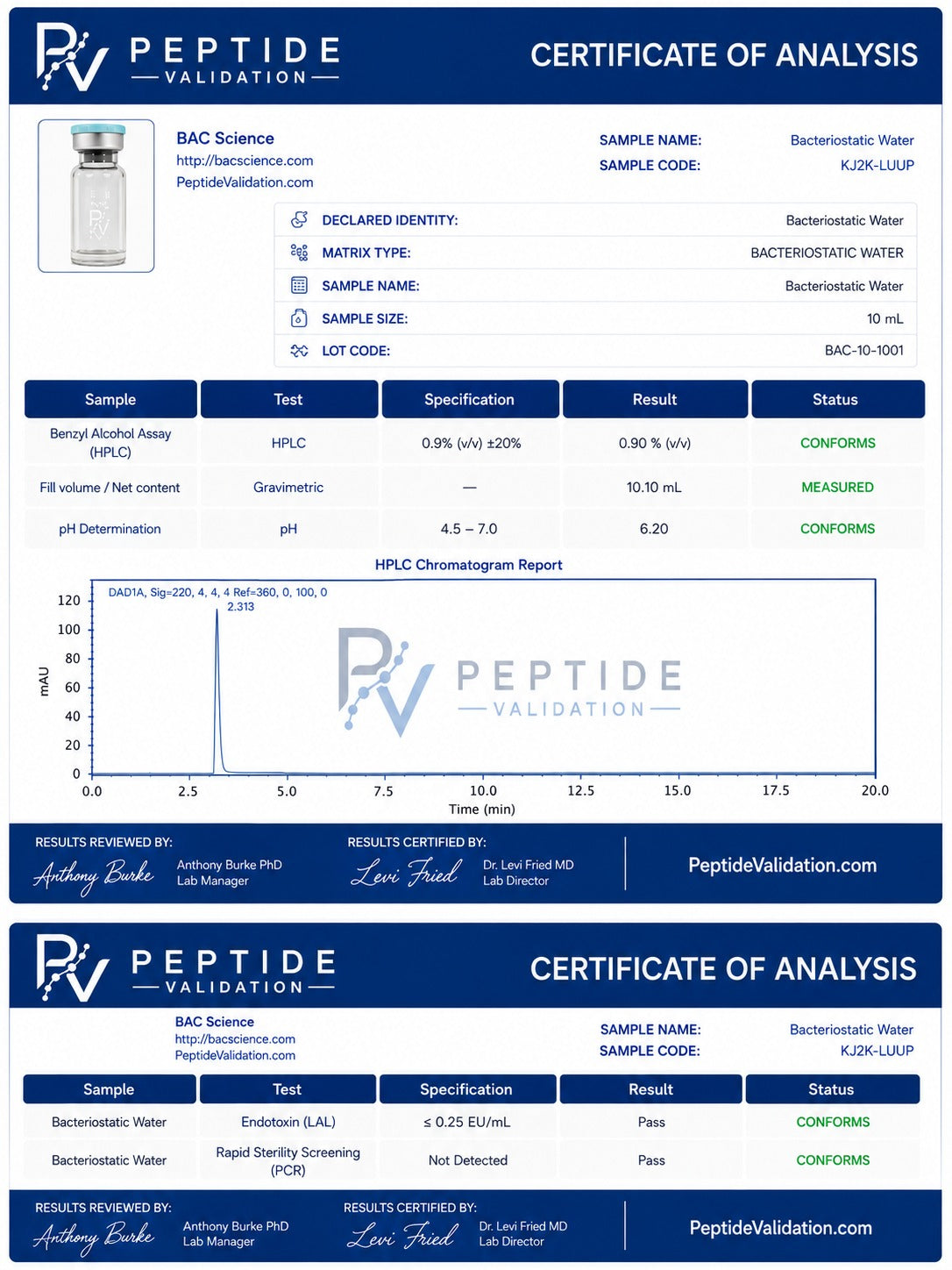 Research-Grade Bacteriostatic Water — 10 mL